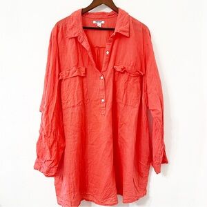 Old Navy Plus 4X Coral Linen Blend Tunic Shirt